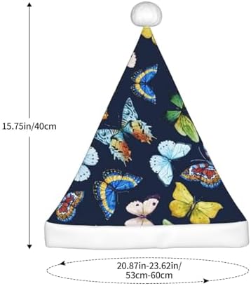 QinZheng Leaf Butterfly Print Santa Hat for Women
