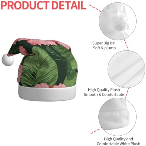 QINZHENG Velvet Santa Hat with Hibiscus Flowers Print