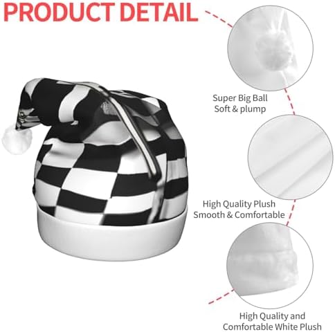 QinZheng LED Christmas Santa Hat with Checkered Flags Design