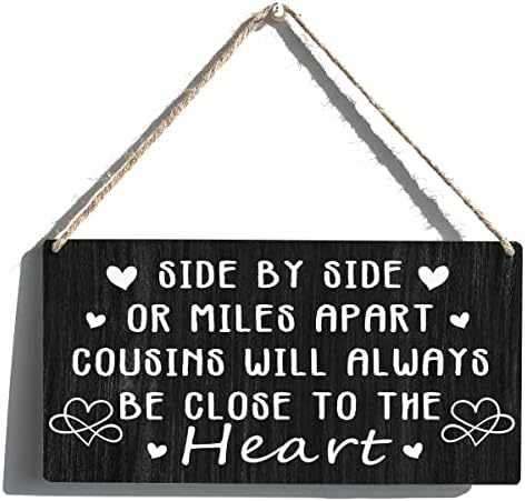 Cousins Sign Gift Farmhouse Style Wooden Hanging Plaque 12x6 Inches