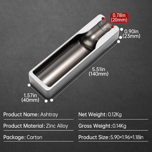 Cigar Ashtray Metal with Wide Cigar Slot Silver