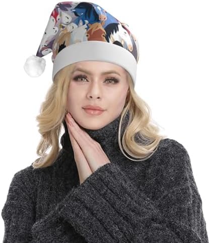 QINZHENG LED Cartoon Horses Santa Hat for Christmas Party
