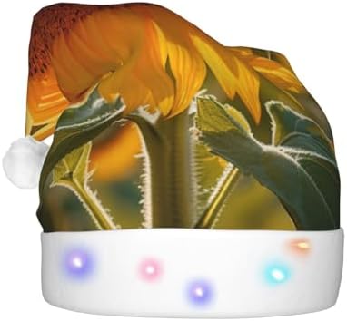 QINZHENG LED Light Up Small Daisy Print Santa Hat