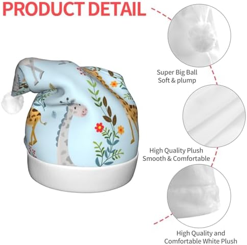 QINZHENG Cute Giraffe Flowers Santa Hat with LED Lights