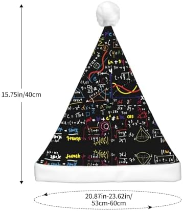 Math Formula Print LED Christmas Santa Hat Plush for Adults