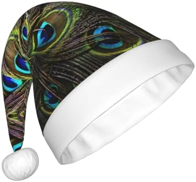 QINZHENG Peacock Print Santa Hat Christmas Gift for Women