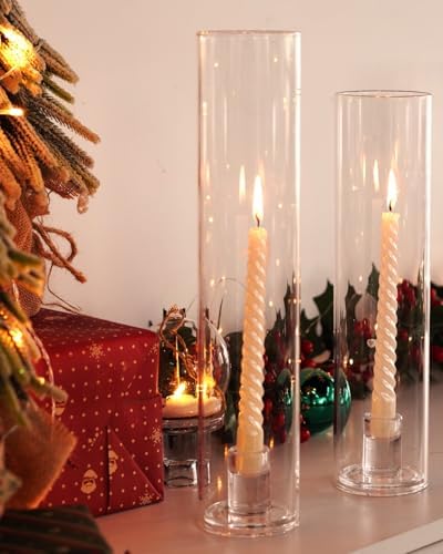 Willceka Glass Hurricane Candle Holder 6pcs 12 Inch