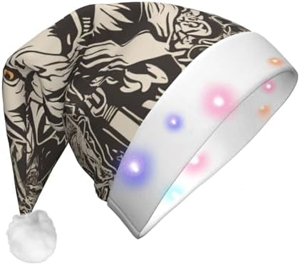 Wolf Motifs Food01 Print Santa Hat Plush Light Up Christmas Adult Hat