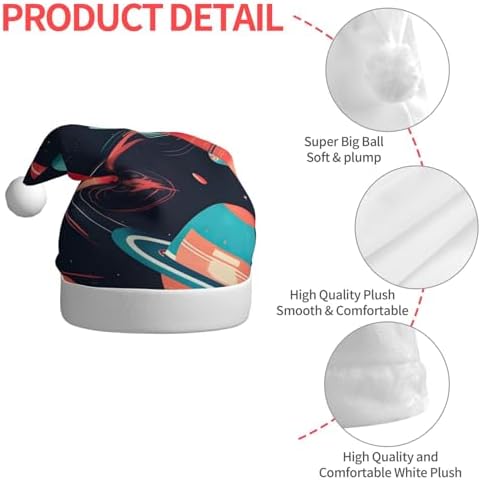 QinZheng Space Planets Print Santa Hat for Women