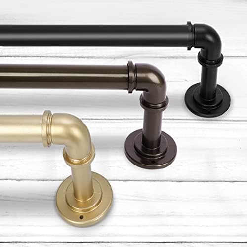 OLV Black Industrial Curtain Rods 48-84 Inch