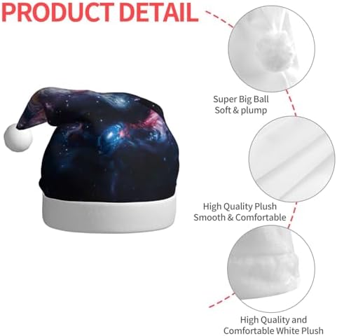 Galaxy Print Christmas Santa Hat Plush for Adults 1