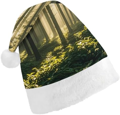 Santa Hat Forest White Christmas Party Hat for Adults