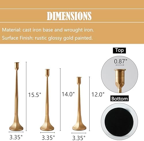 Denique Iron Taper Candle Holder Set of 3