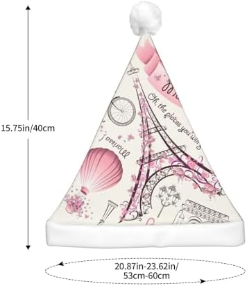 Dog and Paris Towe Print Santa Hat Plush Light Up for Adults