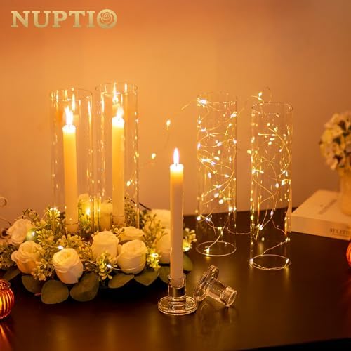 NUPTIO Windproof Hurricane Candle Holder Set 10 Pcs
