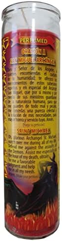 San Miguel Arcangel Red Perfumed Pillar Candle 1