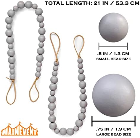 Wood Bead Curtain Tiebacks Set of 4 Boho Style