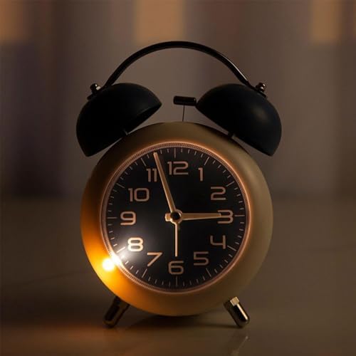 Blue Metal Alarm Clock with Double Bell and Backlight