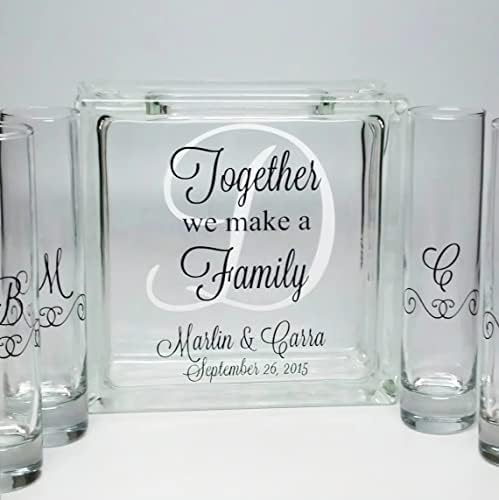Glass Personalized Blended Family Sand Ceremony Set with Lid