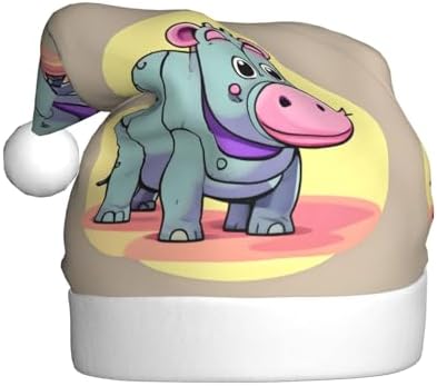 QinZheng Cartoon Hippo Santa Hat Personalized Xmas Gift for Women Adult