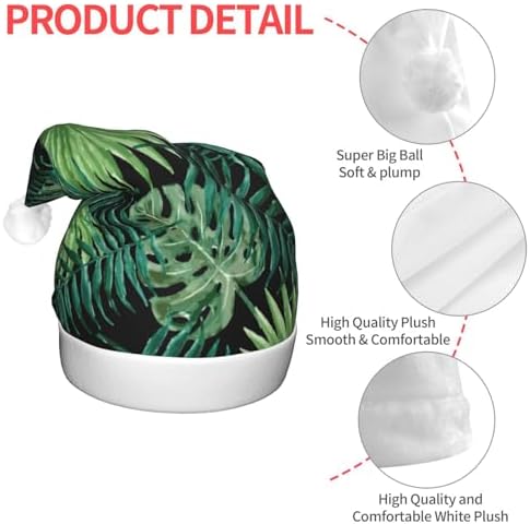 Transparent Palm Leaf Santa Hat Plush Light Up Christmas Headwear