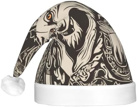 Wolf Motifs Food01 Print Santa Hat Plush Light Up Christmas Adult Hat