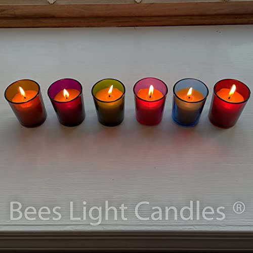 Red Colored Glass Votive Holder with Candle