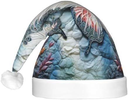 QinZheng Butterfly Stone Print LED Santa Hat for Adults