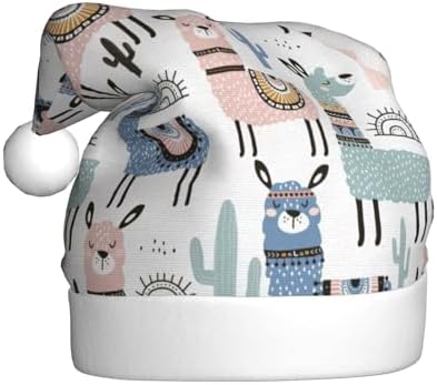 QINZHENG Llama Alpaca Cactus Print Santa Hat