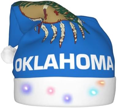 Oklahoma State Flag Christmas Hat with LED Lights