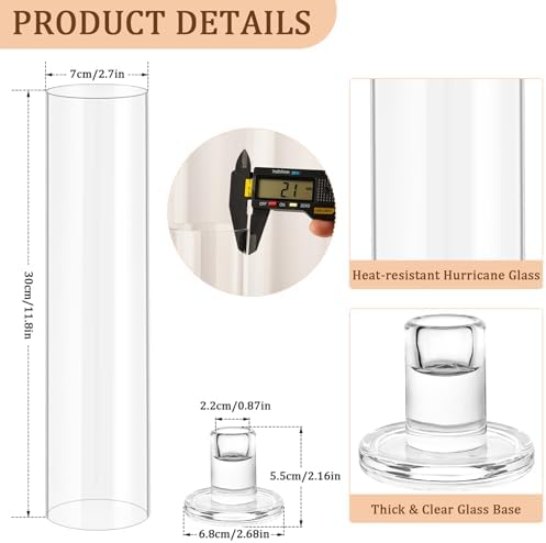 Vivirenoir Hurricane Candleholders 10 Pcs Glass Taper Candles