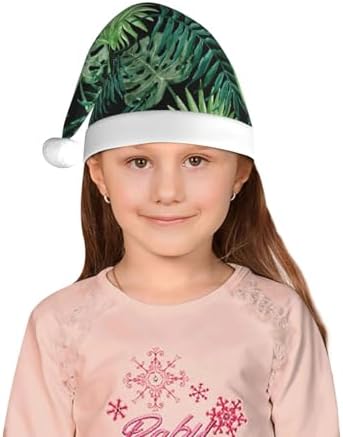 Transparent Palm Leaf Print Santa Hat for Christmas Party