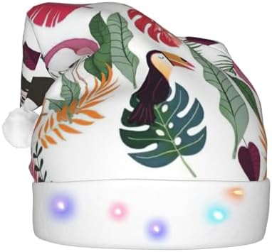 Sloth Pink Tropical Christmas Santa Hat Plush Light Up