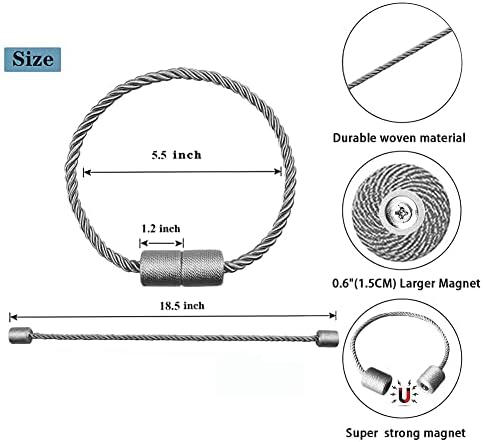 2 Pack Strong Magnetic Curtain Holdbacks - Grey