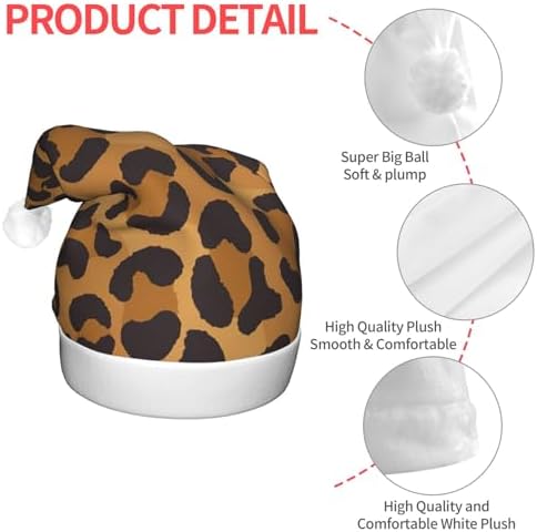 QINZHENG Yellow Leopard Print LED Santa Hat