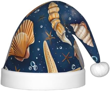 Starfish and Seashell Pattern Christmas Santa Hat Small Size