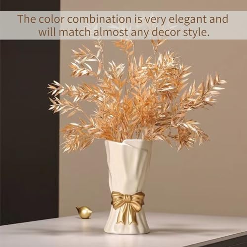 WLGRANJIA Bow Vase White Ceramic for Home Decor