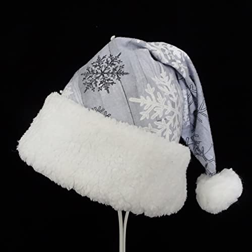 Gray Snowflake Santa Hat for Christmas Celebrations