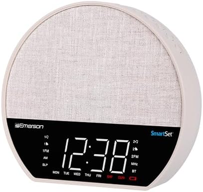 Emerson Sunrise Smartset Alarm Clock Radio with LED Display and Bluetooth