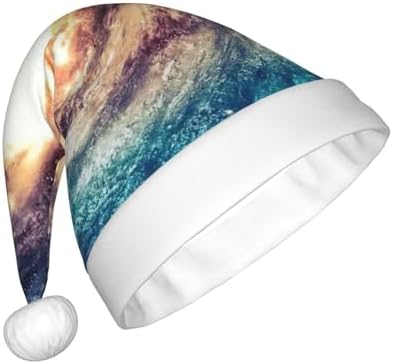 QINZHENG Galaxy Print Santa Hat for Women