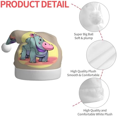QinZheng Cartoon Hippo Santa Hat Personalized Xmas Gift for Women Adult