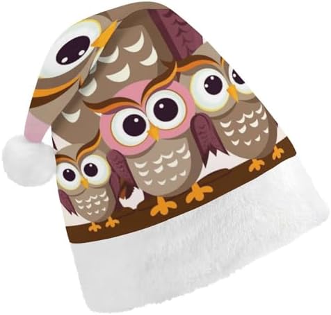 Santa Hat Owls Christmas Party Headwear for Adults