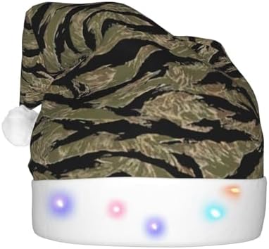 QINZHENG Tiger Stripe Camo Santa Hat with LED Lights