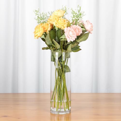 WGVI Thick Weighted Clear Cylinder Glass Vase 4 x 12