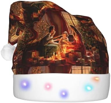 Merry Christmas Santa Hat Plush Light Up for Adults
