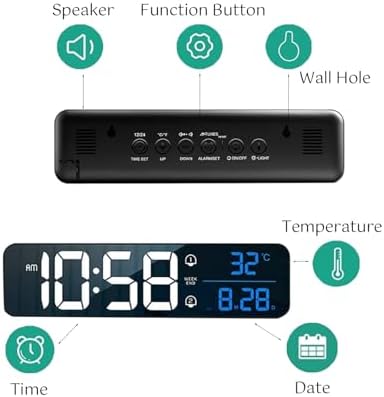 LED Alarm Clock with Voice Control and Dual Alarm