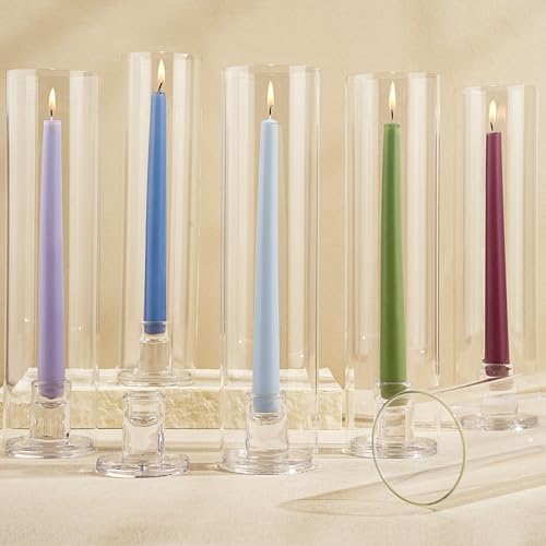 Vivirenoir Hurricane Candleholders 10 Pcs Glass Taper Candles