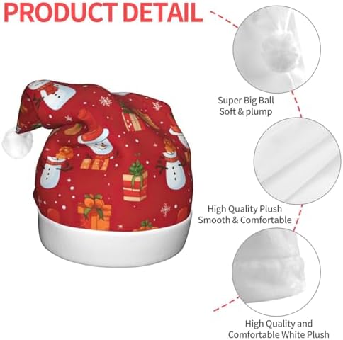Xmas Gift Snowman Print Santa Hat Plush Light Up for Adult