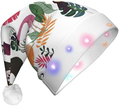 Sloth Pink Tropical Christmas Santa Hat Plush Light Up