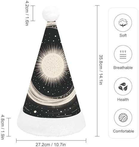 Santa Hat Black White Art Sun Moon Galaxy Christmas Party Headwear